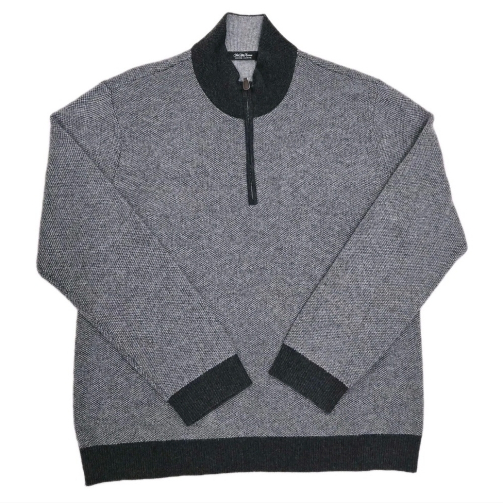 Saks Fifth Avenue Signature Charcoal Quarter Zip Cashmere Sweater